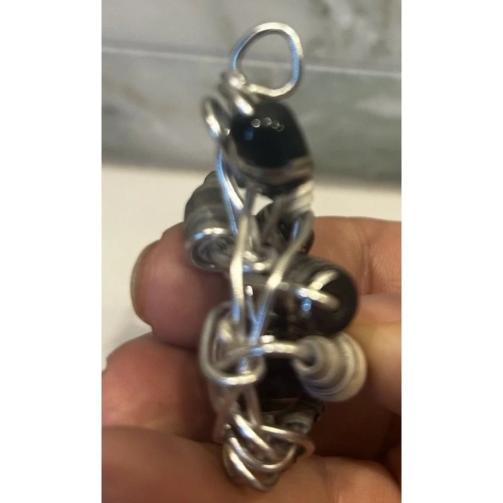 Whimsical Bead Pendant Wrapped Wire  Birds Nest